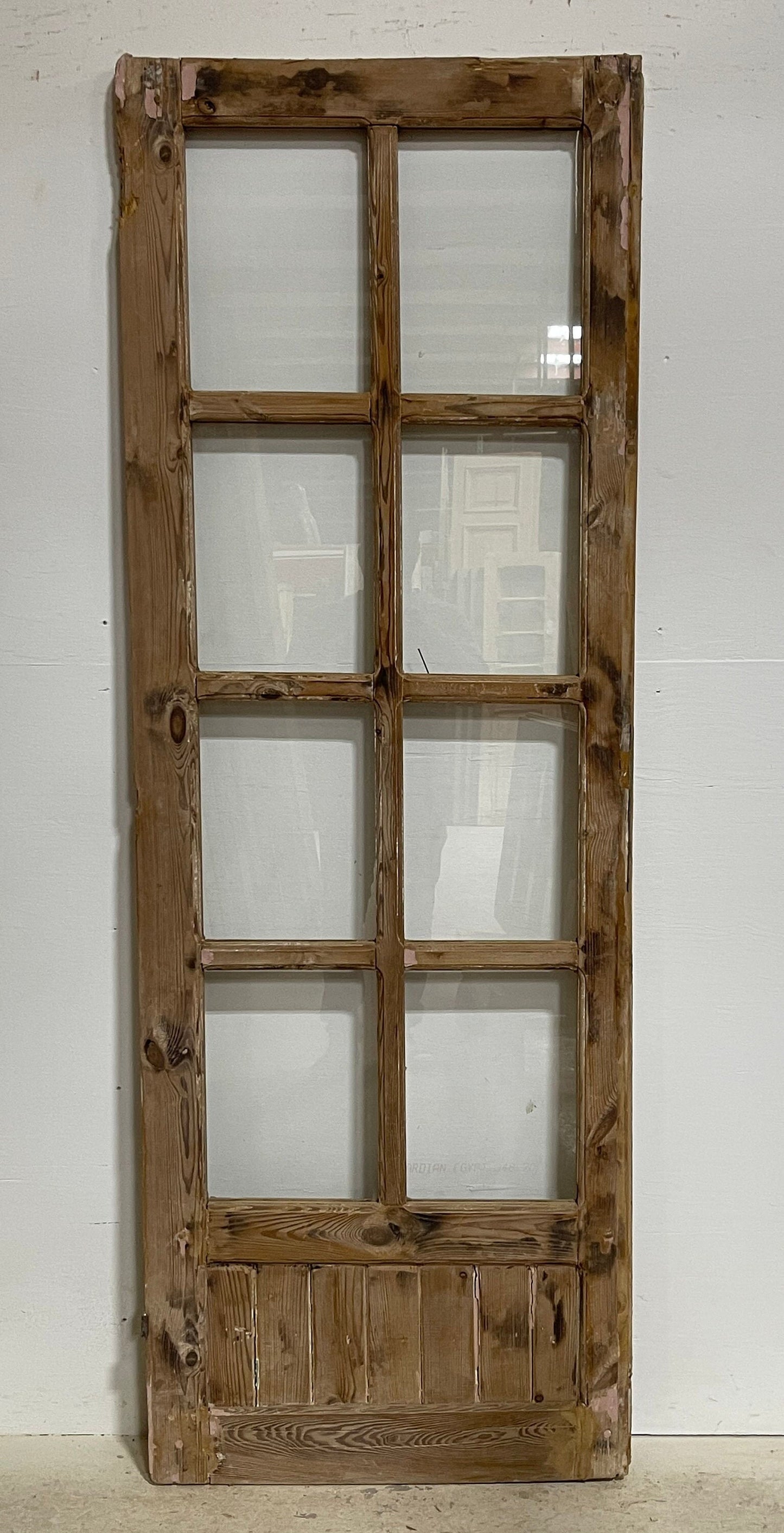 Antique French panel door with glass (80.25x28.5) G1611s(C)