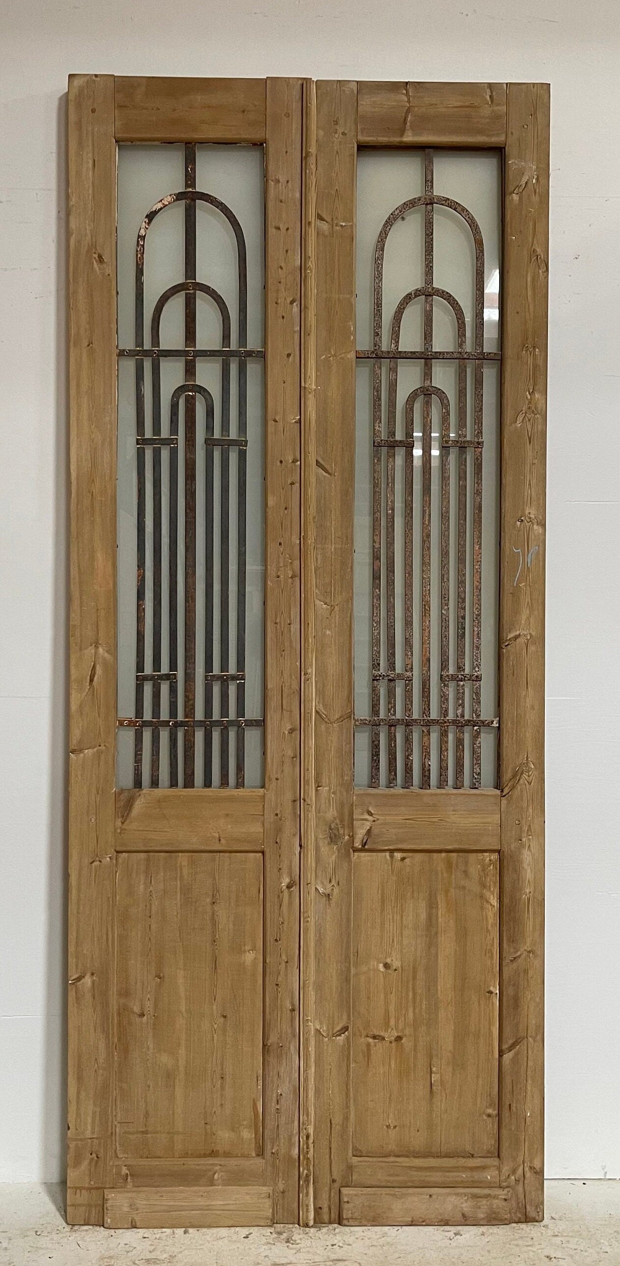 Antique French panel door with metal (105.25x44.25) G1045s