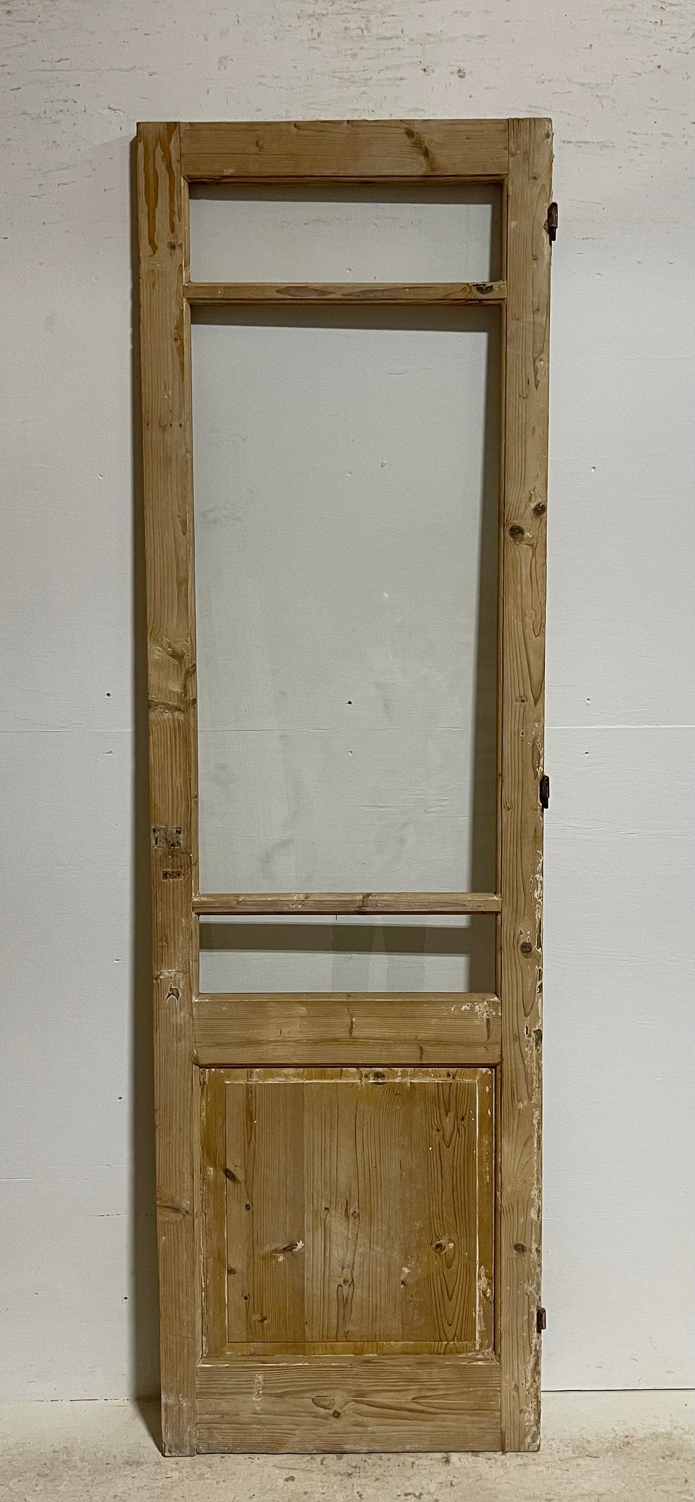 Antique French panel door with glass (85.75x25.5) G1395s