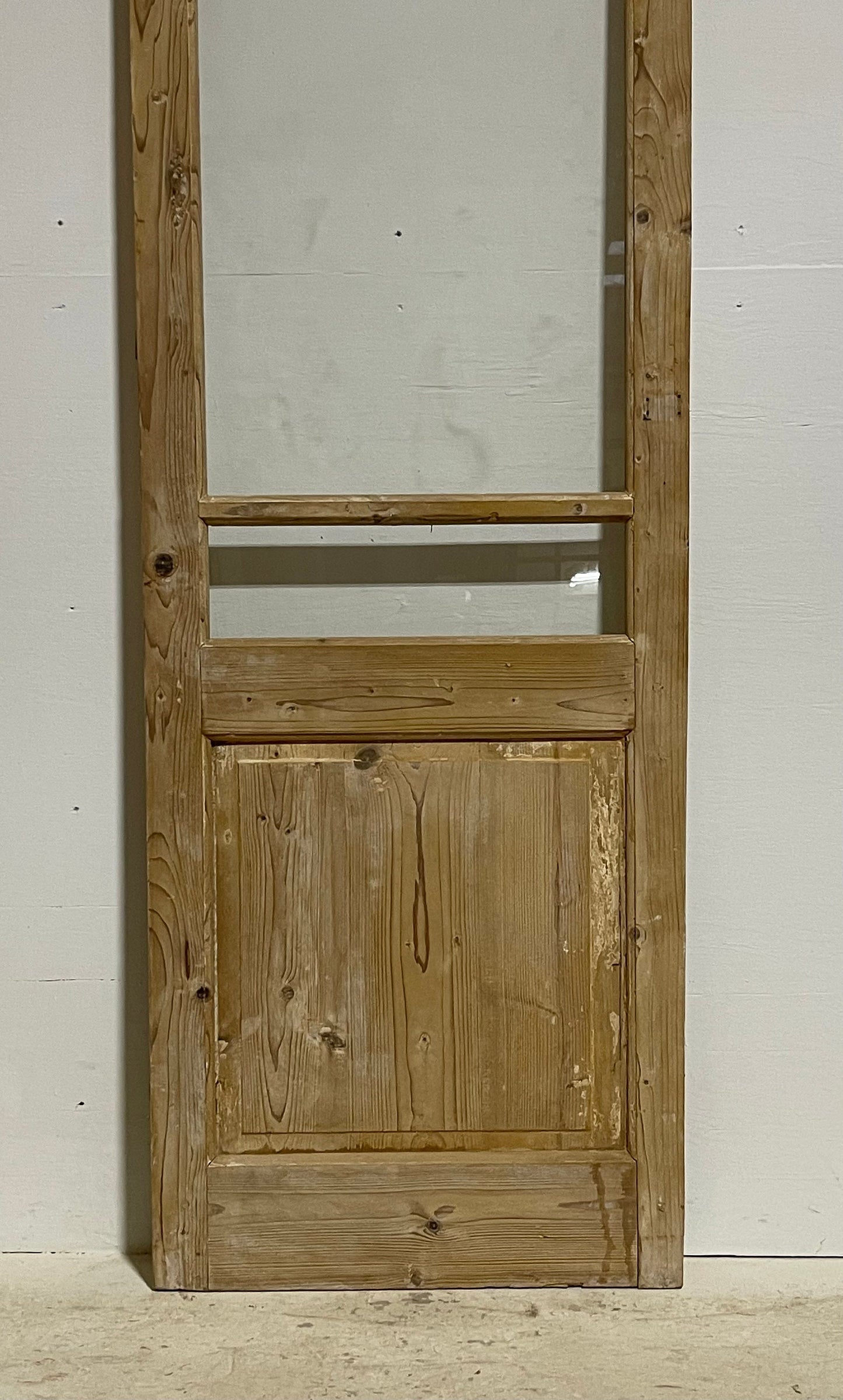 Antique French panel door with glass (85.75x25.5) G1395s