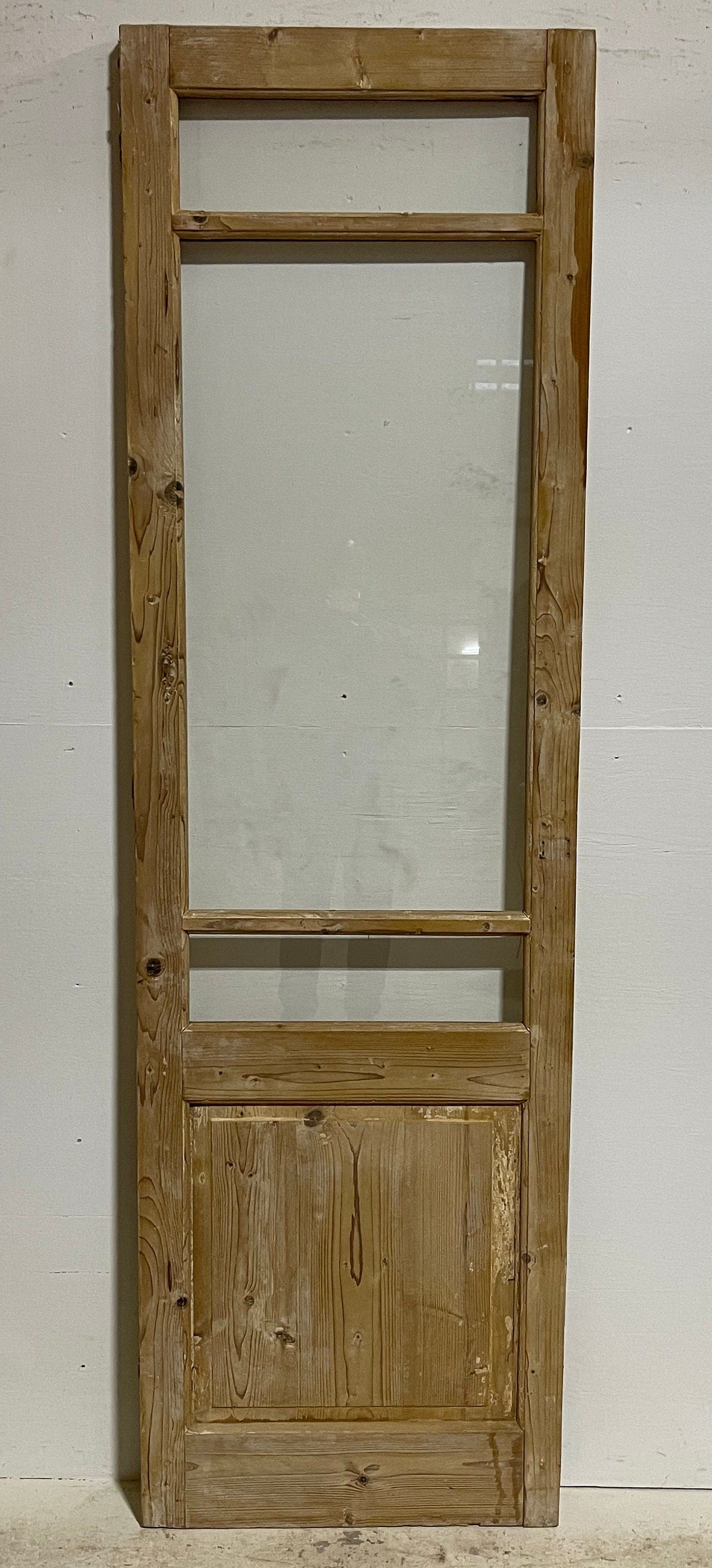 Antique French panel door with glass (85.75x25.5) G1395s