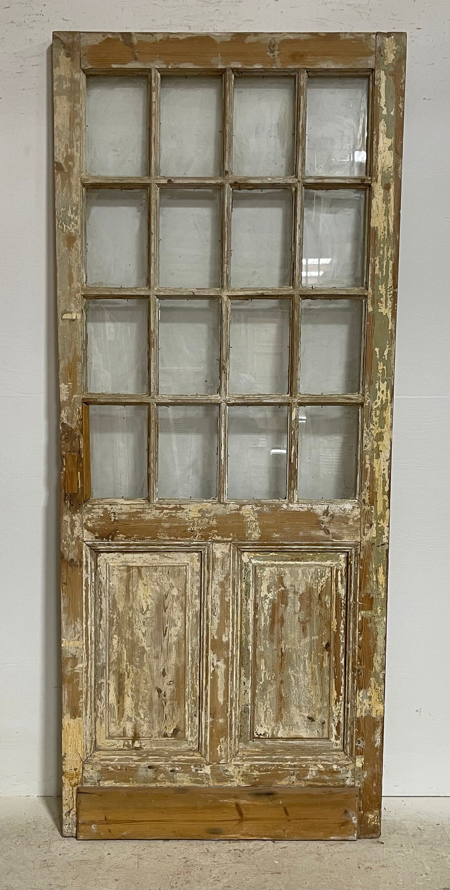 Antique French panel door with glass (85x35.5) G1492s