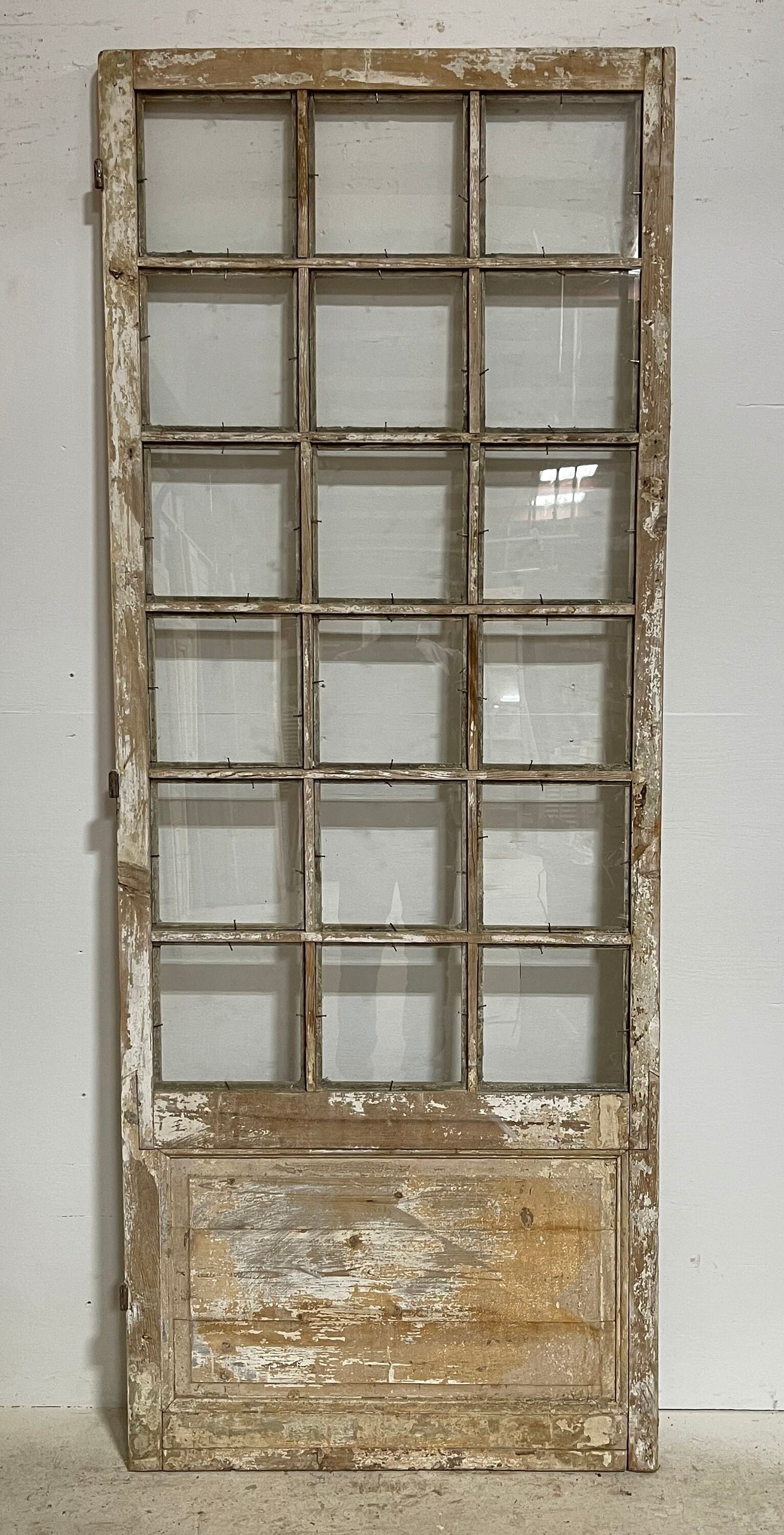 Antique French panel door with glass (87.25x33.75) G1536s