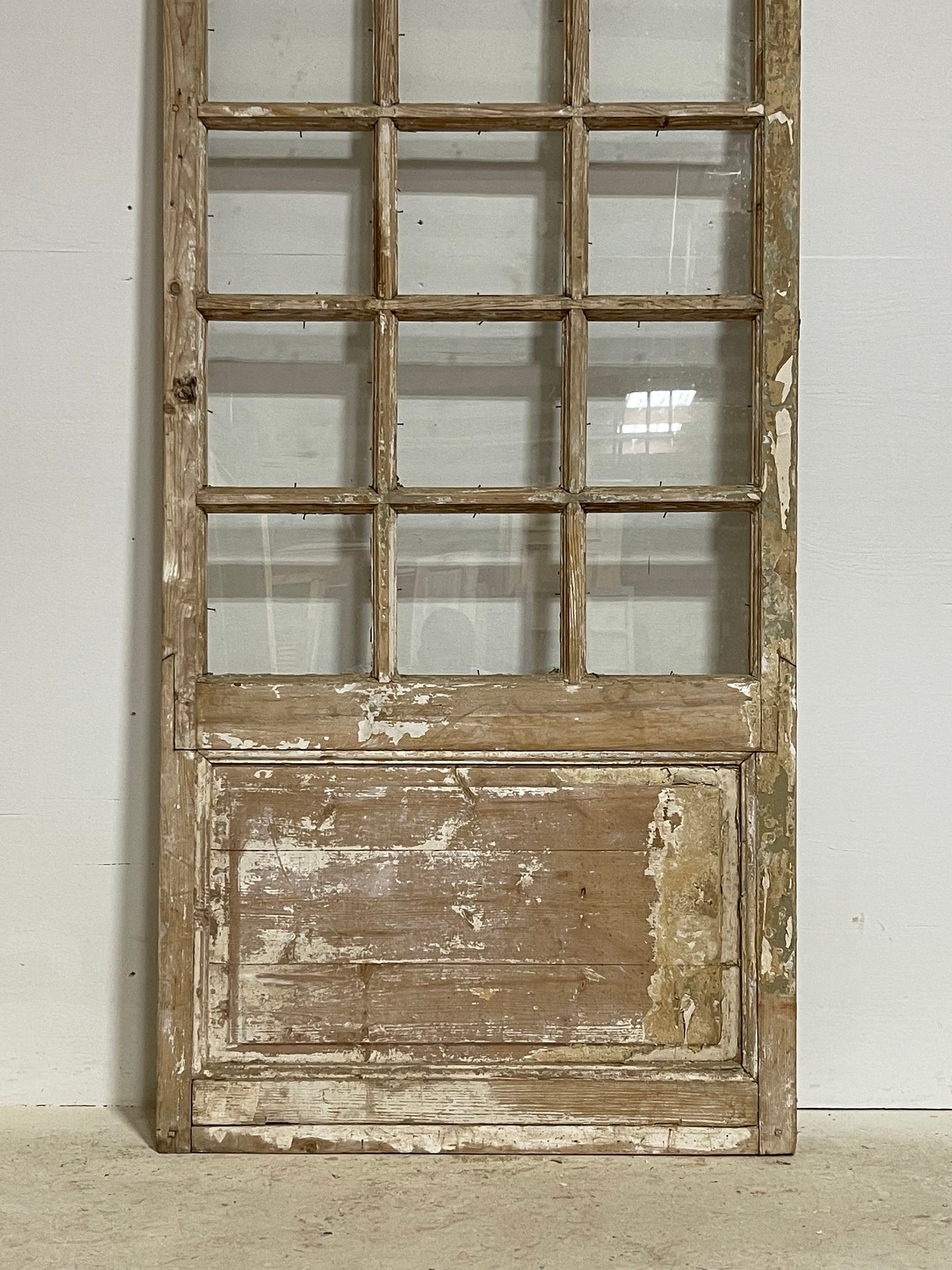 Antique French panel door with glass (87.25x33.75) G1536s