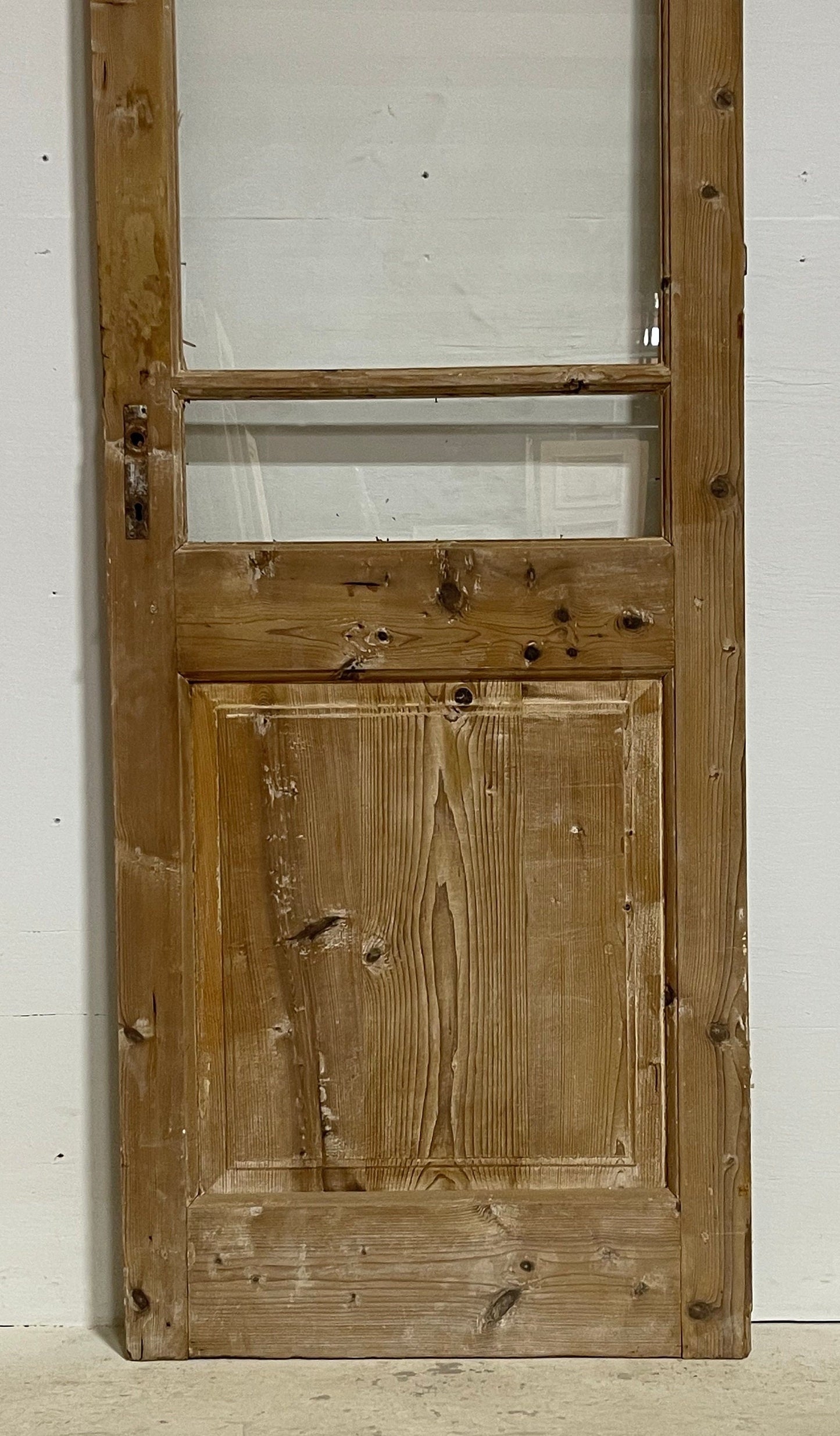 Antique French panel door with glass (87.5x26.5) G1419s
