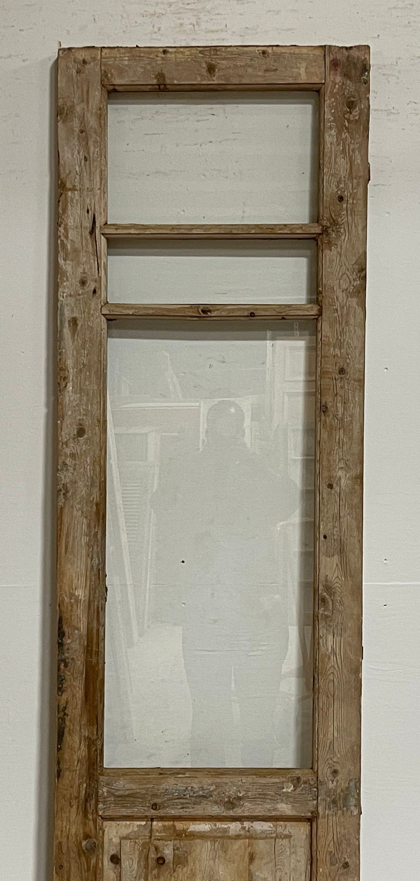 Antique French panel door with glass (89x23.5) G1399s