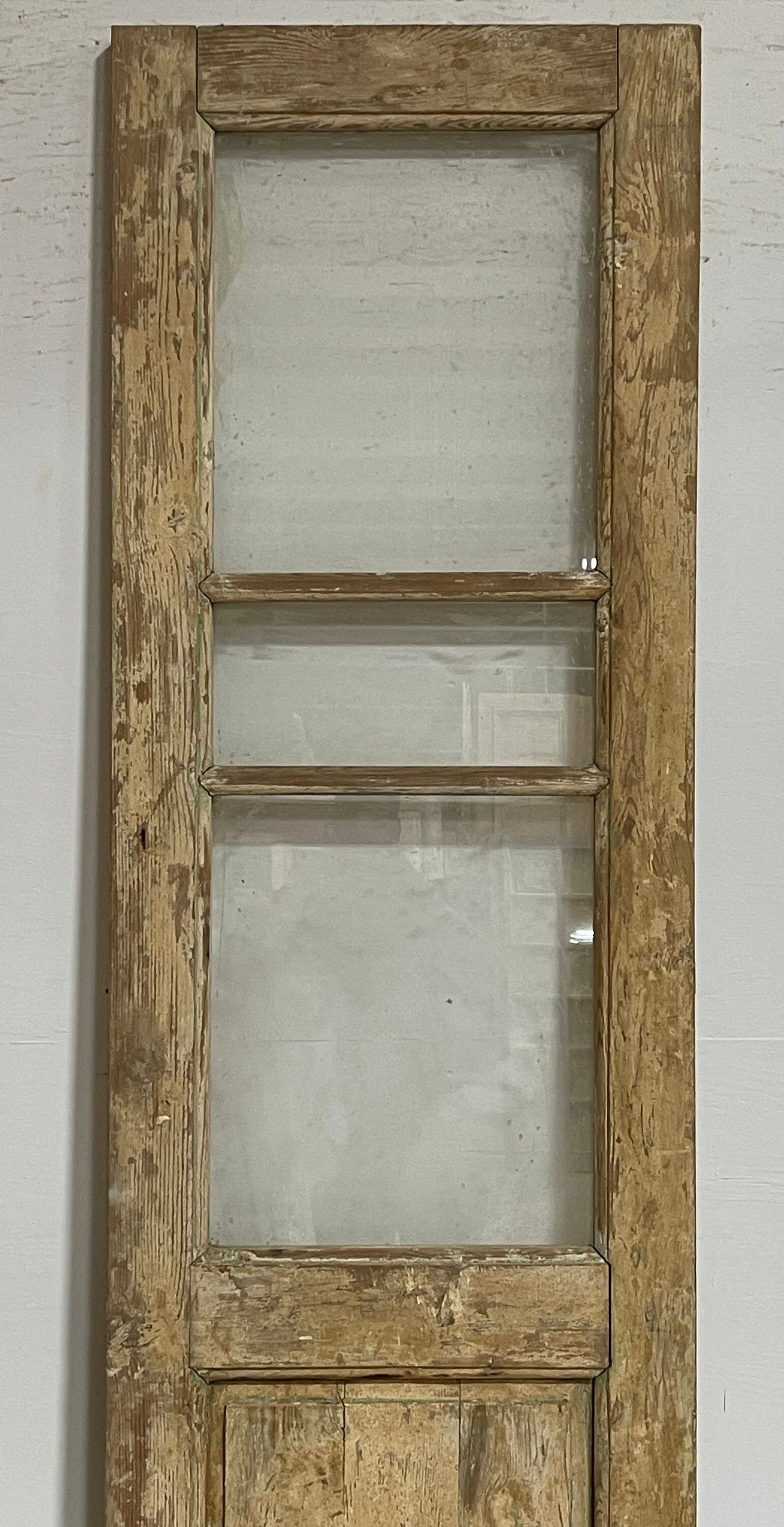 Antique French panel door with glass (94.75x26.5) G1494s