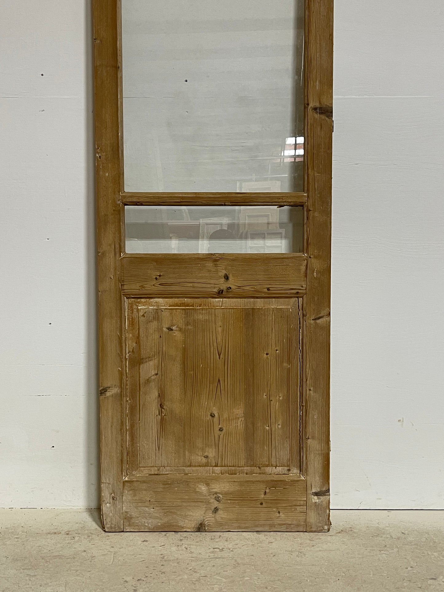 Antique French panel door with glass (85.75x25.5) G1605s