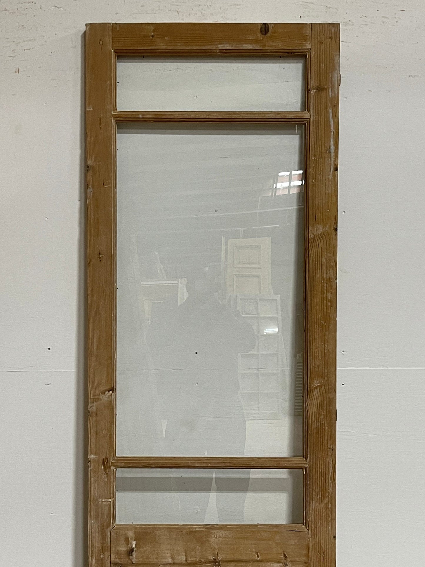 Antique French panel door with glass (84.5x26) G1253s