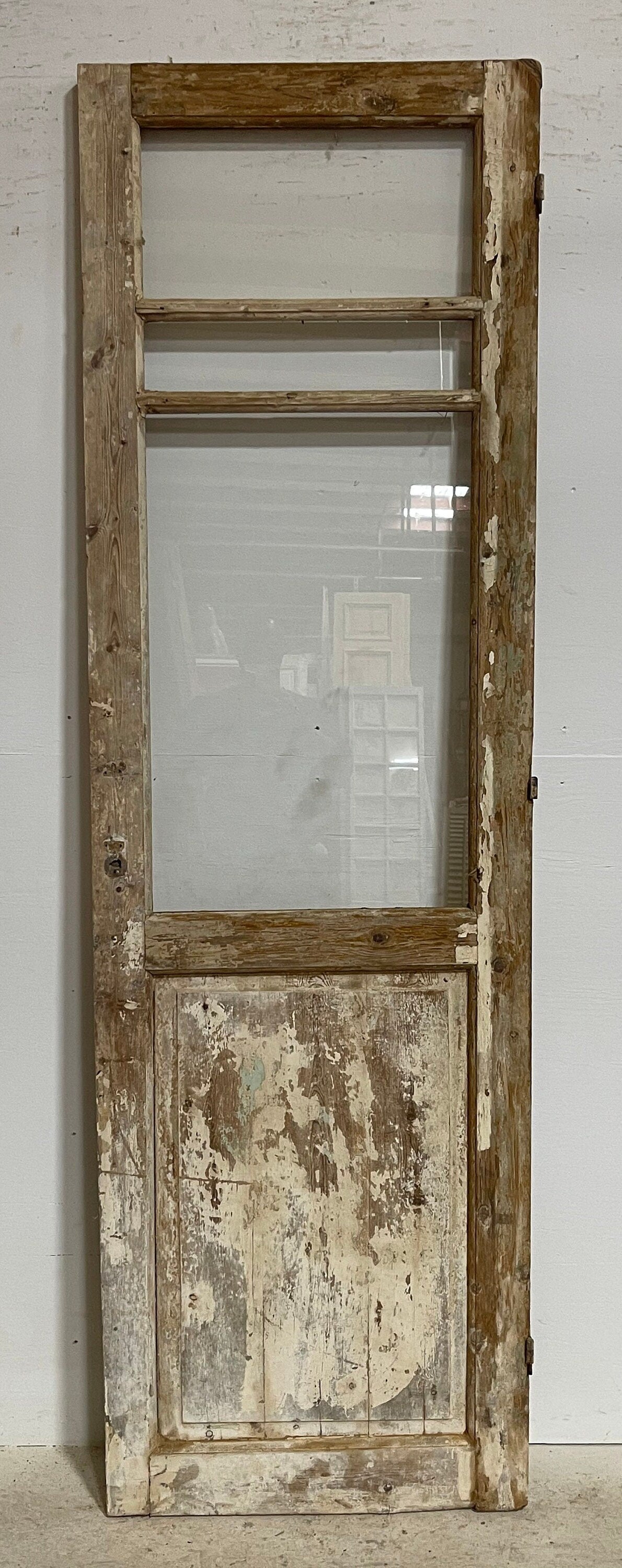 Antique French panel door with glass (89.5x27.5) G1606s