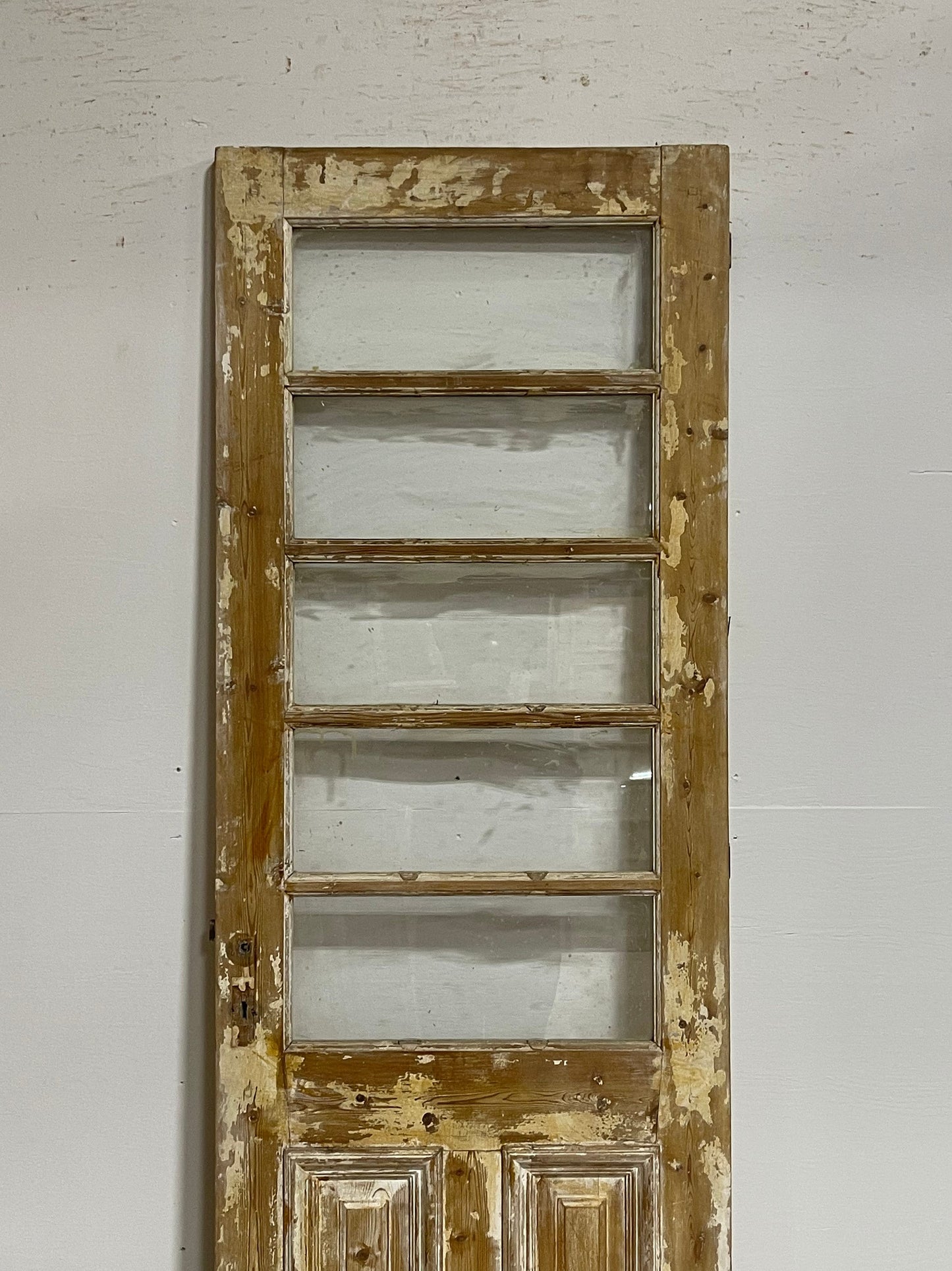 Antique French panel door with glass (85x28.25) G1493s
