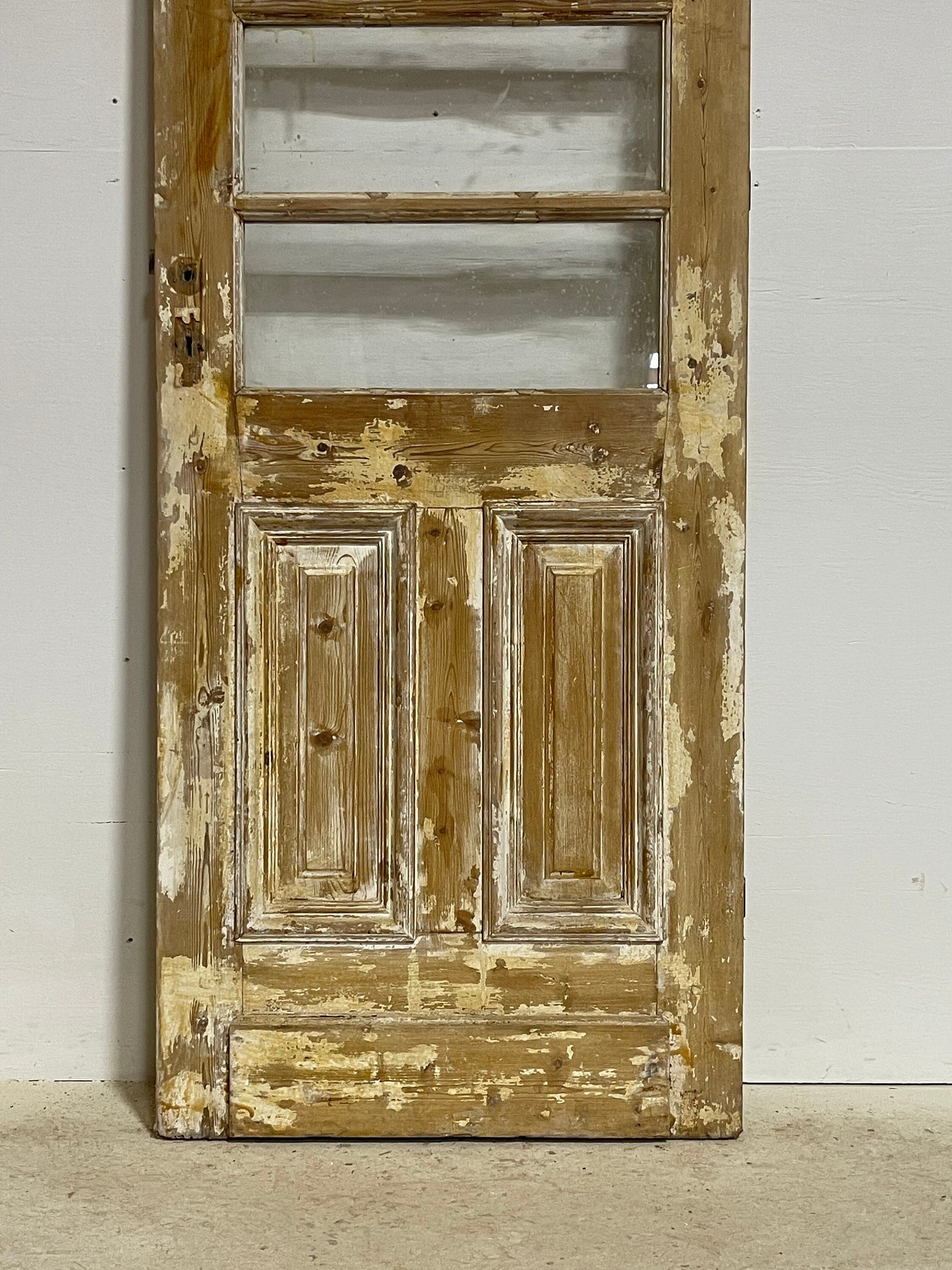Antique French panel door with glass (85x28.25) G1493s