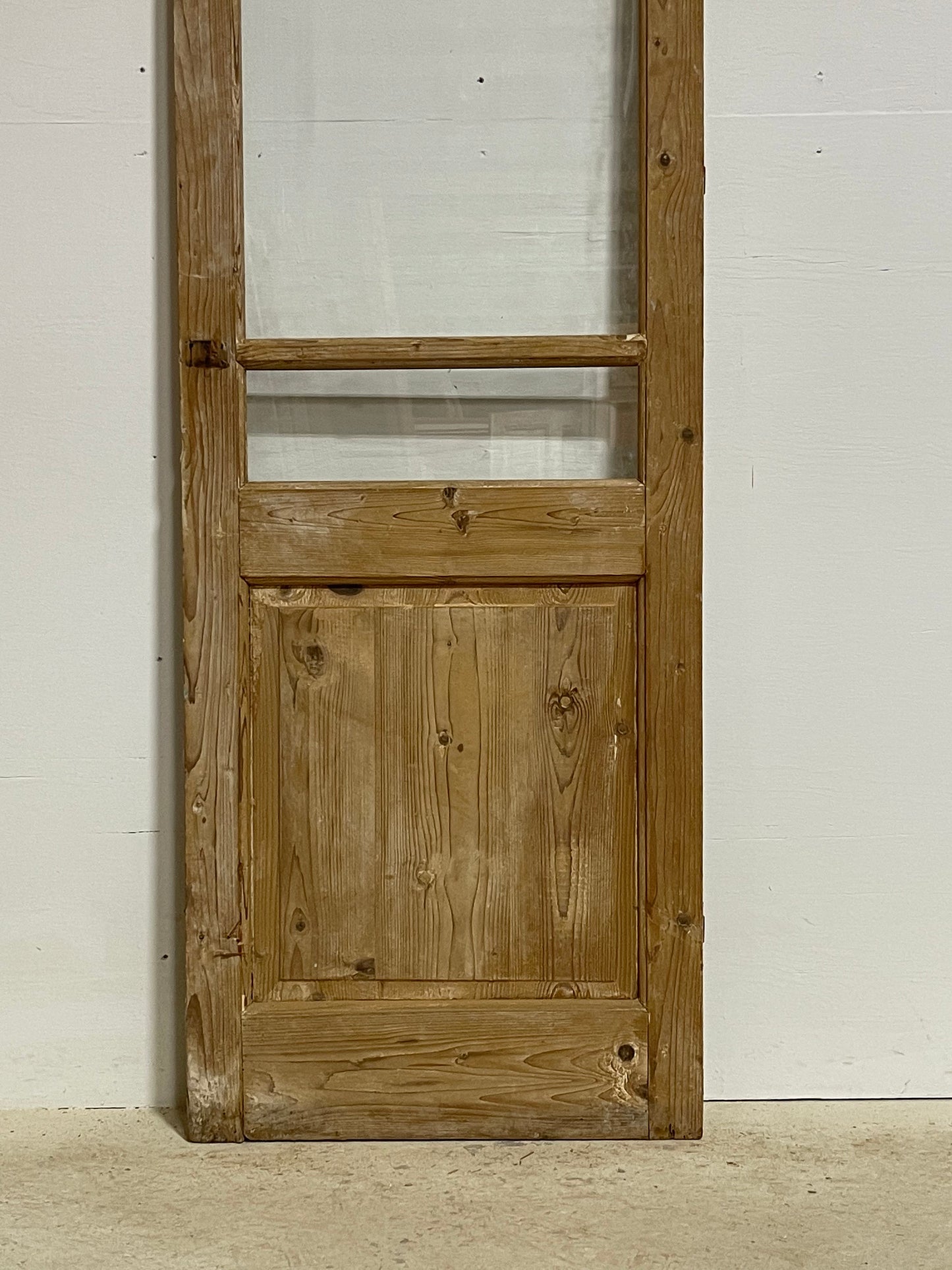 Antique French panel door with glass (88x24.25) G1252s