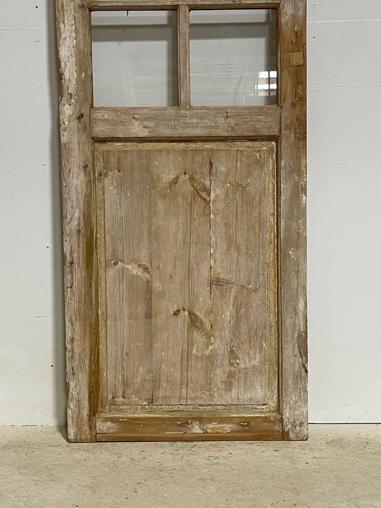 Antique French panel door with glass (86x27.75) G1486s
