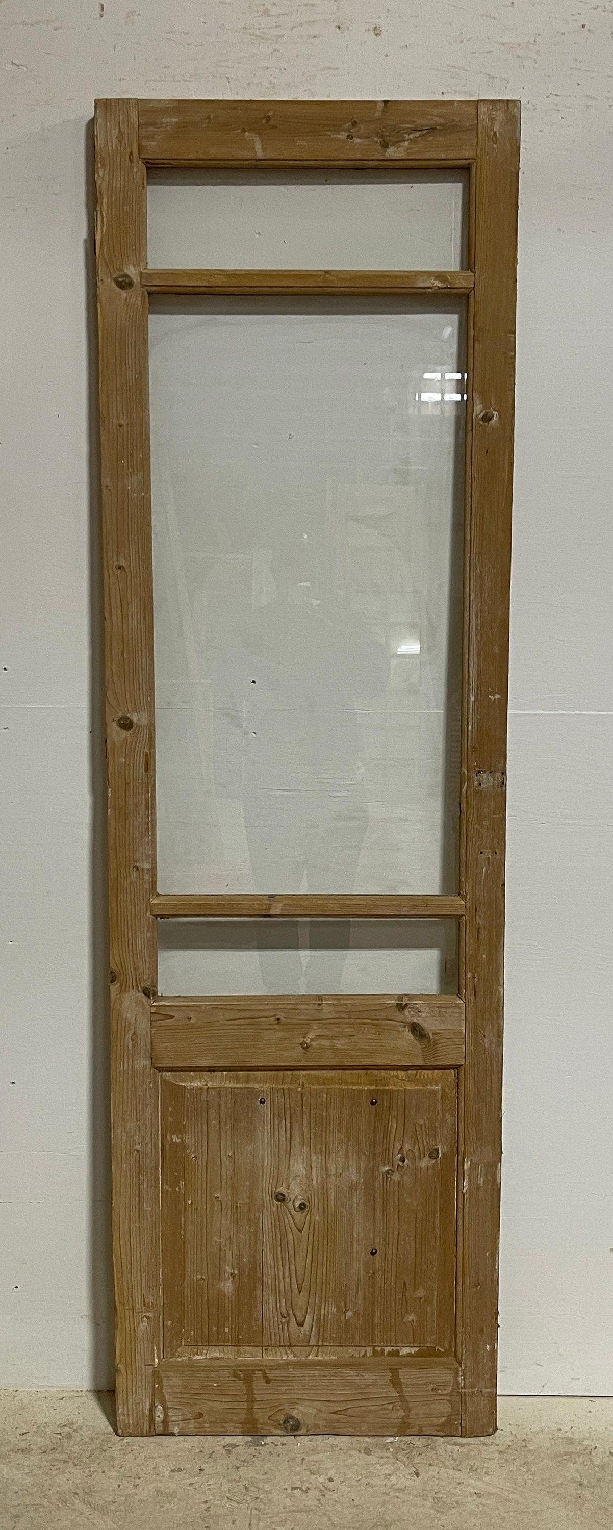 Antique French panel door with glass (85x25) G1382s