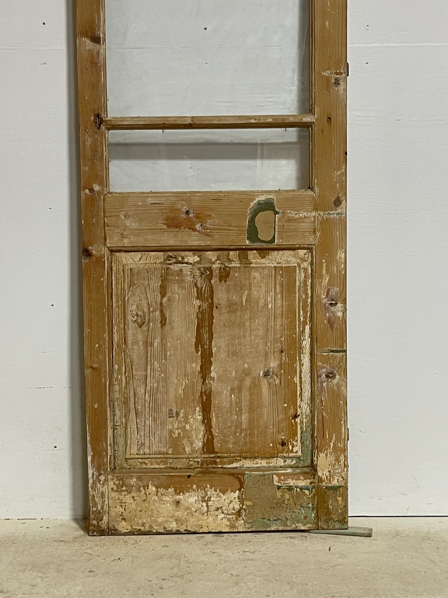 Antique French panel door with glass (86.25x26) G1256s