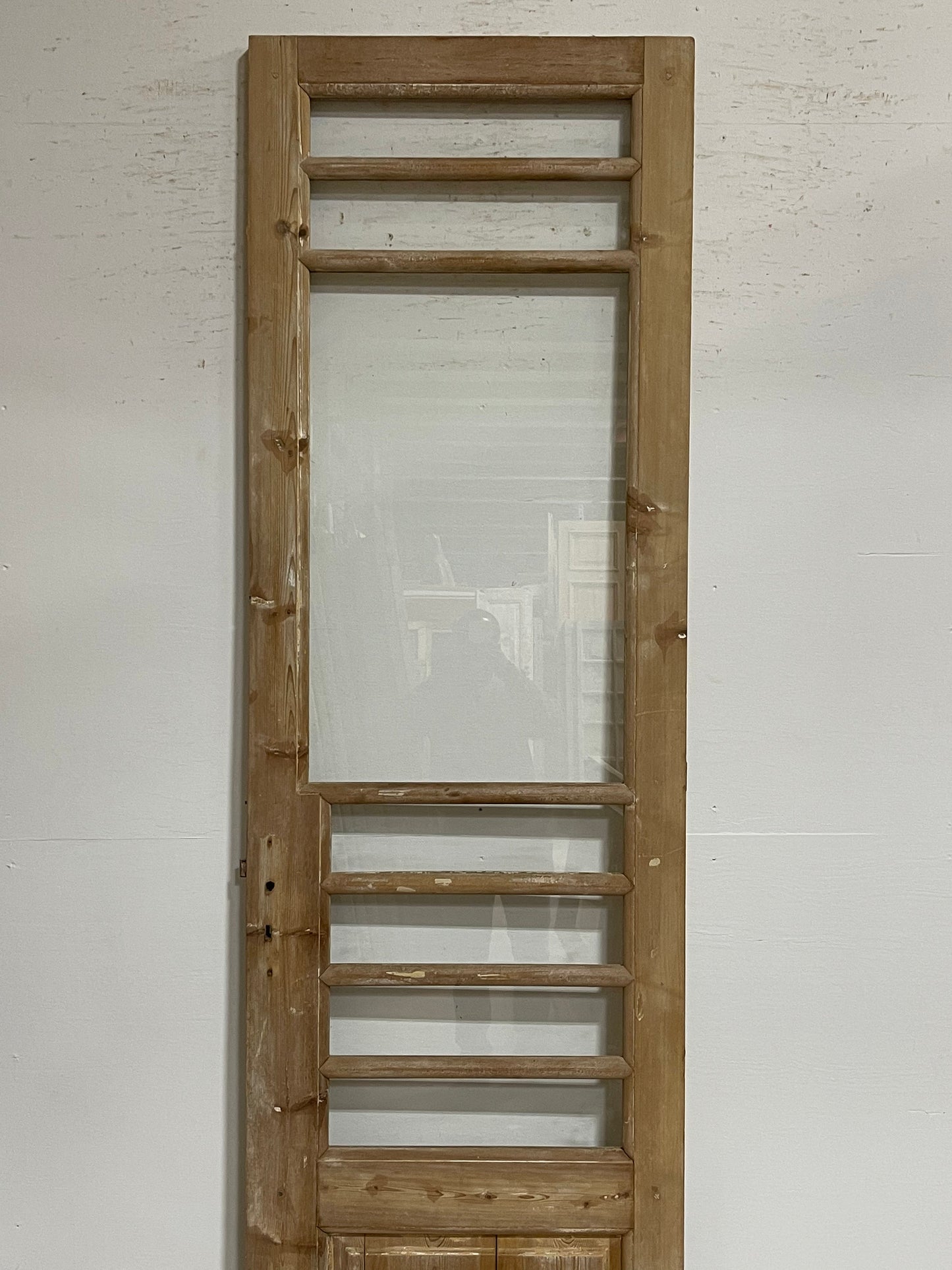 Antique French panel door with glass (101x29.25) G1270s