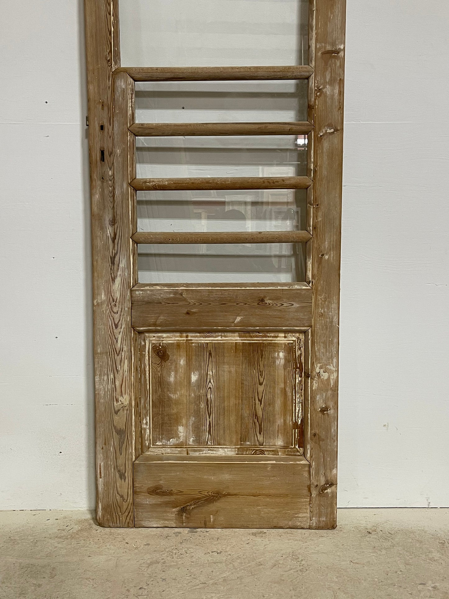 Antique French panel door with glass (102.25x28.5) G1272s