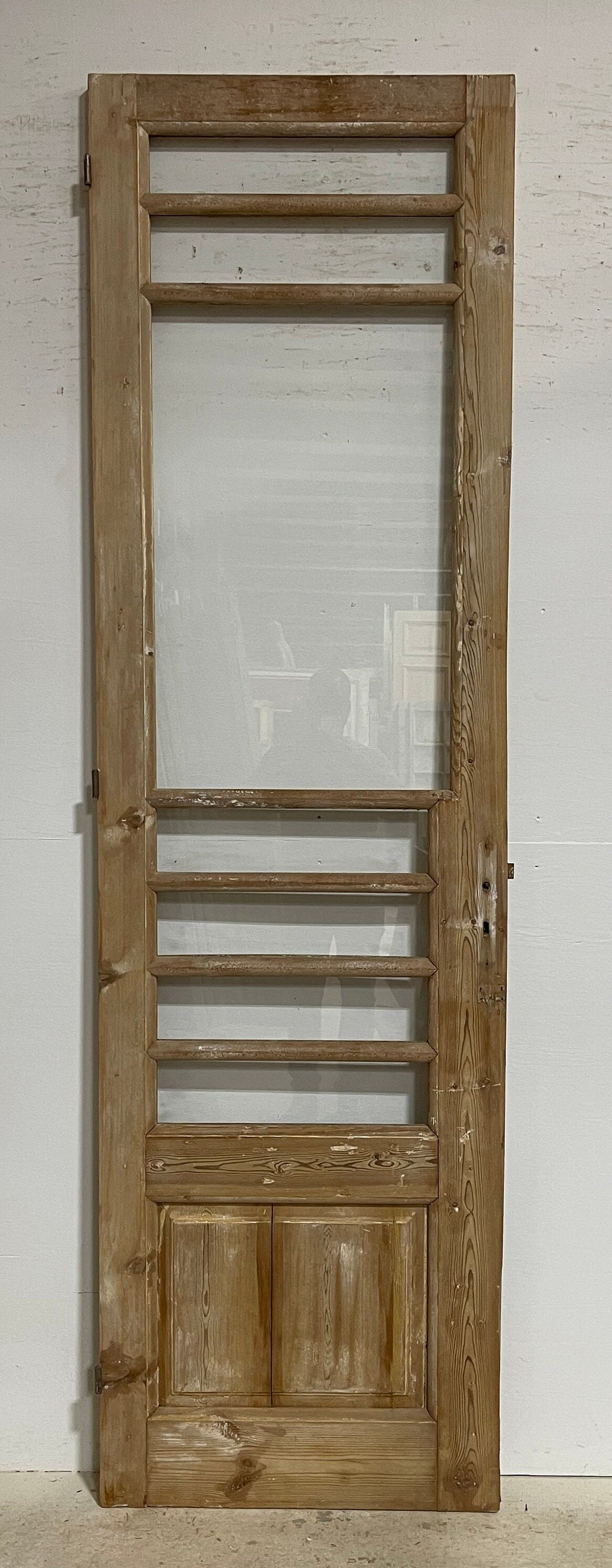 Antique French panel door with glass (101x29.25) G1270s