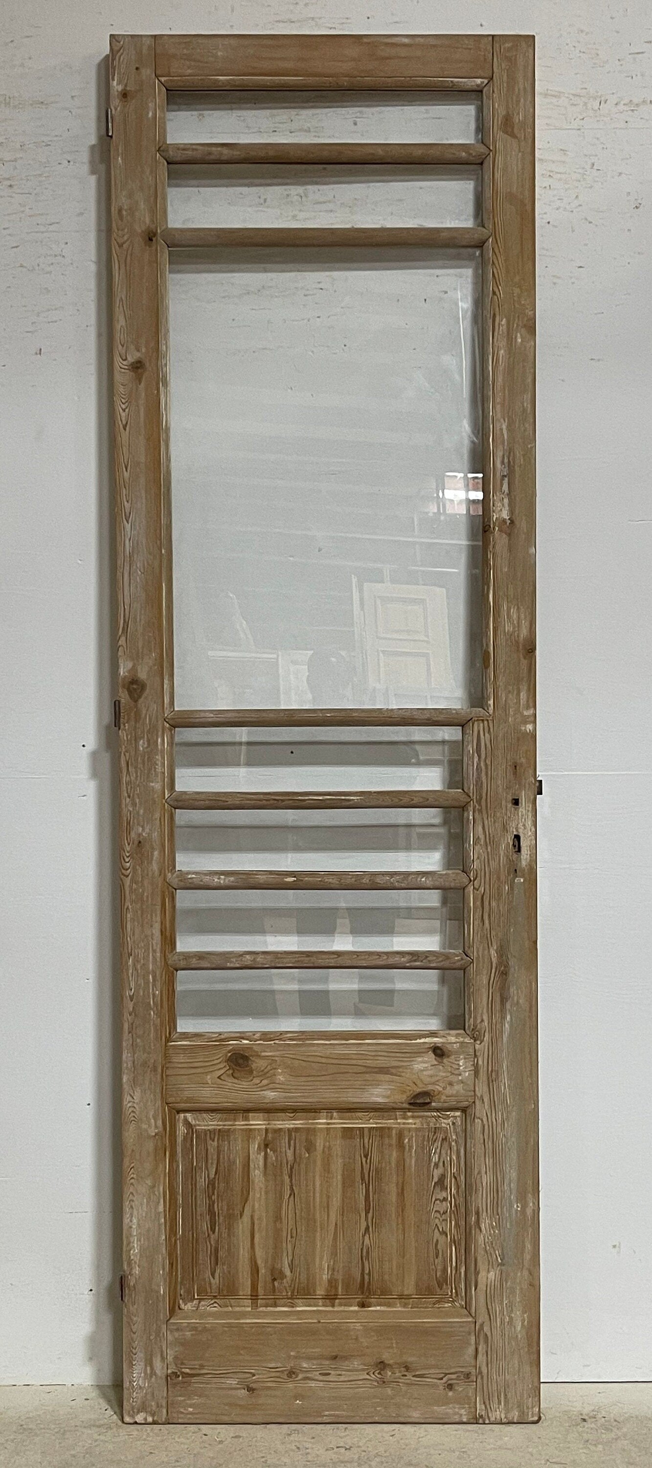 Antique French panel door with glass (102.5x31) G1266s