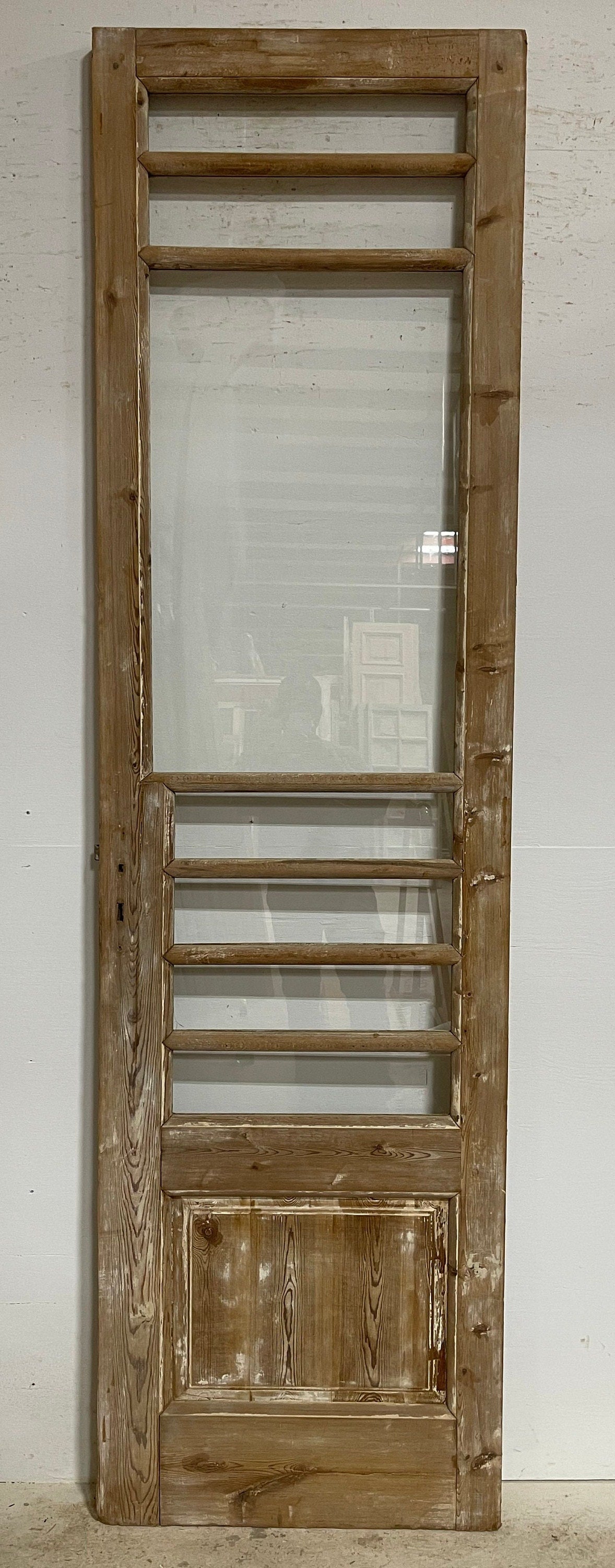 Antique French panel door with glass (102.25x28.5) G1272s