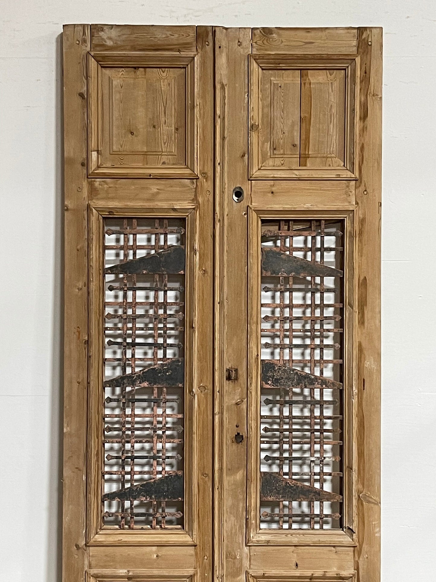 Antique French panel doors with metal (99.5x44.5) H0015s