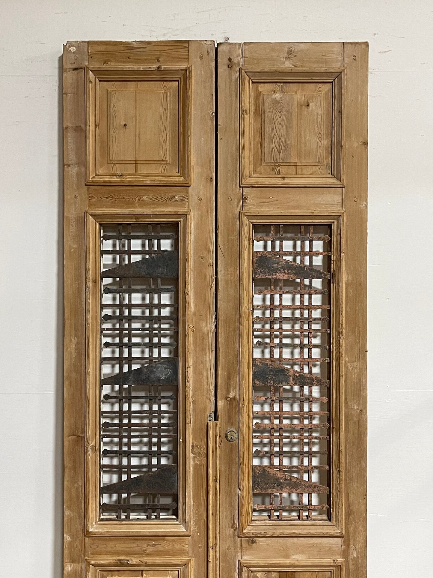 Antique French panel doors with metal (99.75x44.75) H0029s