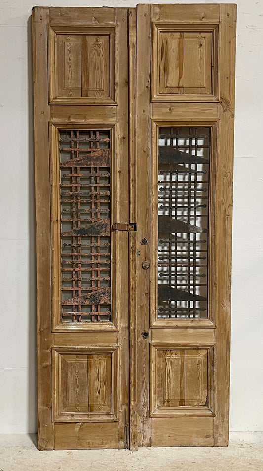 Antique French panel doors with metal (100.25x45) H0030s