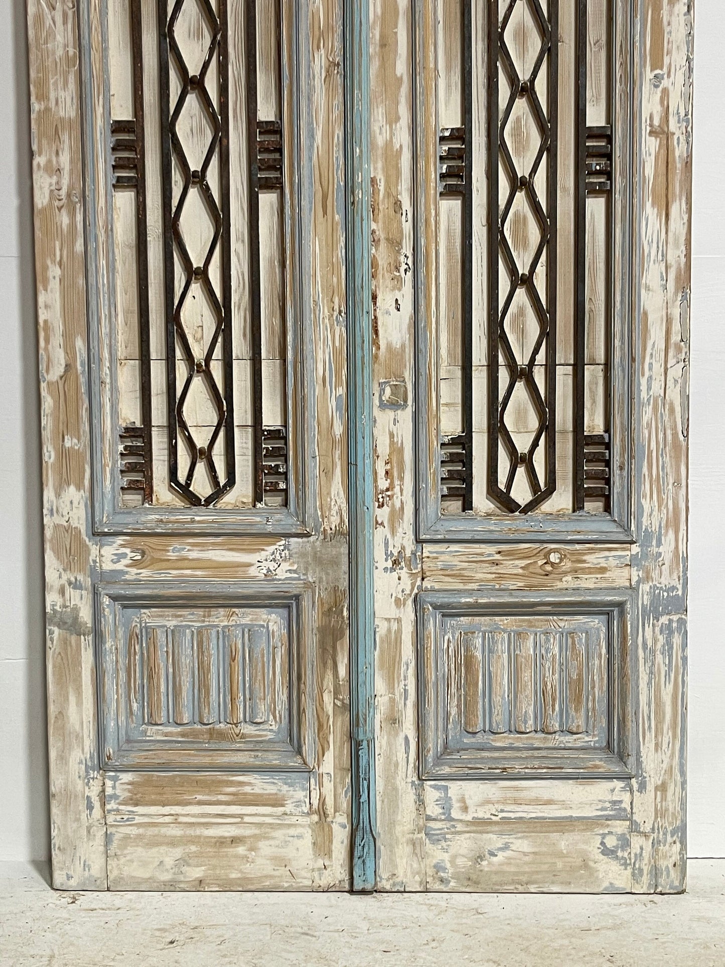 Antique French panel doors with metal (98.25x48) H0013s
