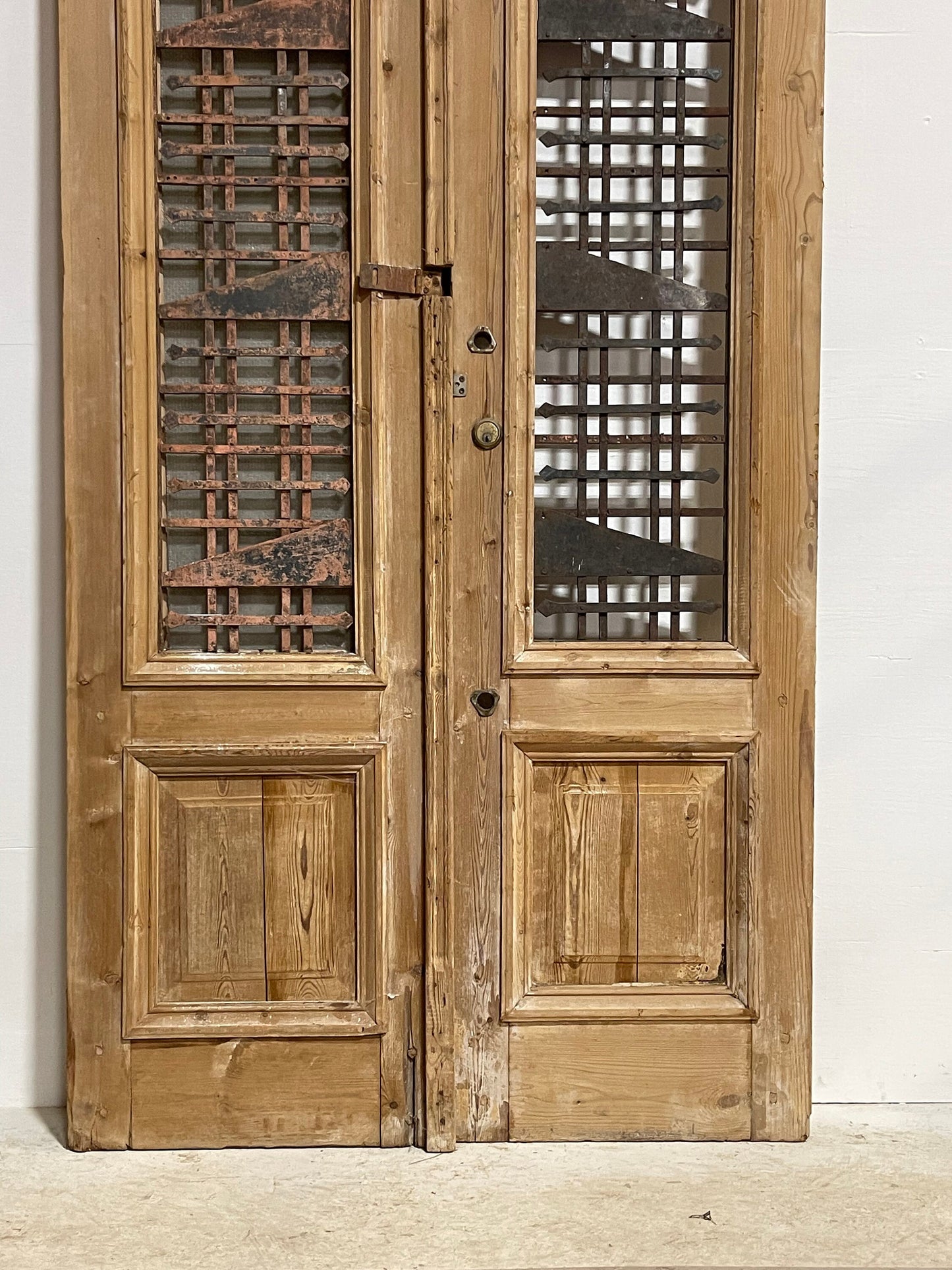 Antique French panel doors with metal (100.25x45) H0030s
