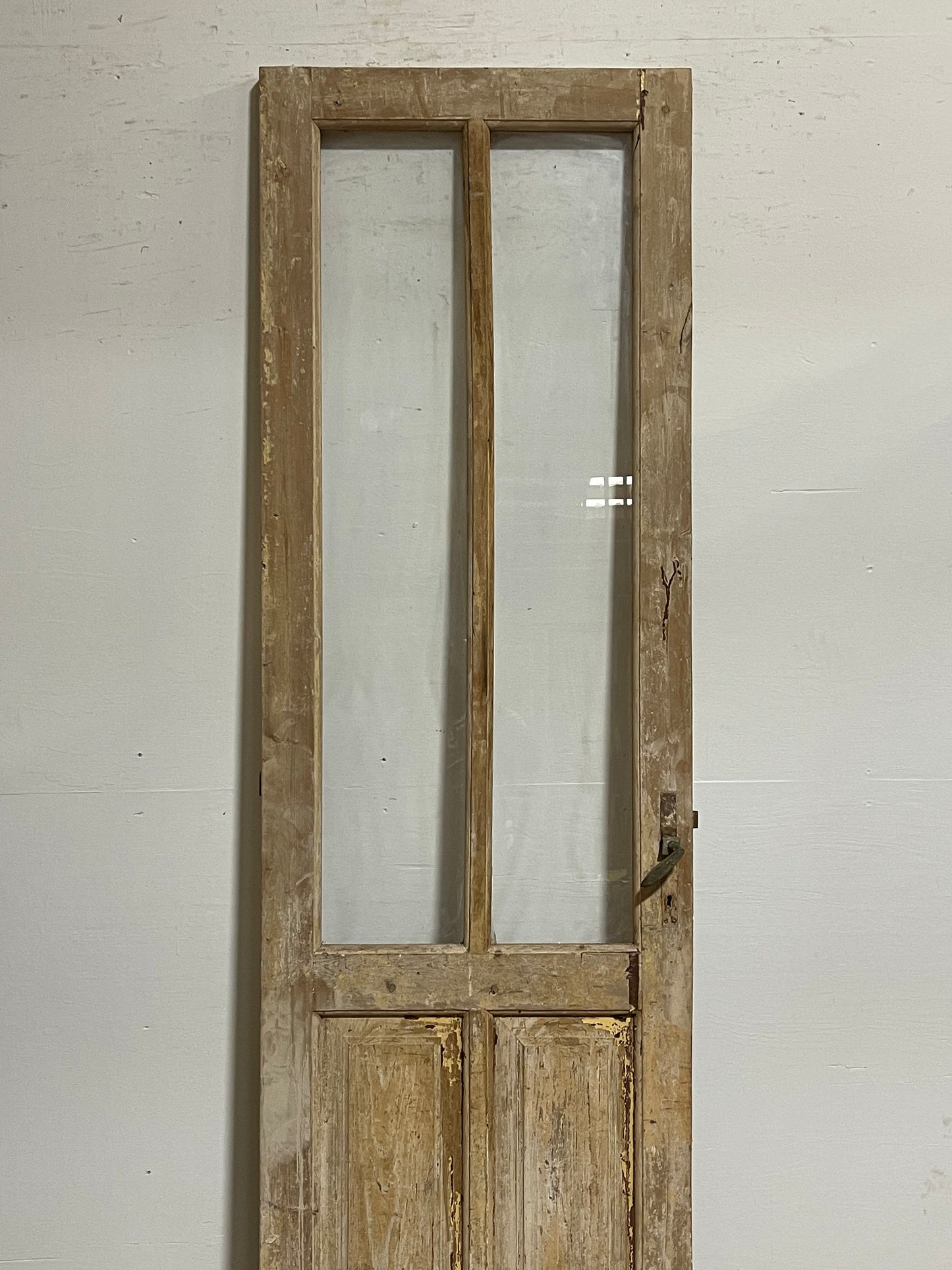 Antique French panel door with glass (94.25x27.25) H0184Bs